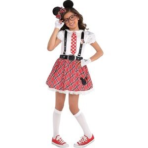 New Girls Disney Minnie Mouse Nerd School Girl Halloween Costume Dress M 8 10🐭